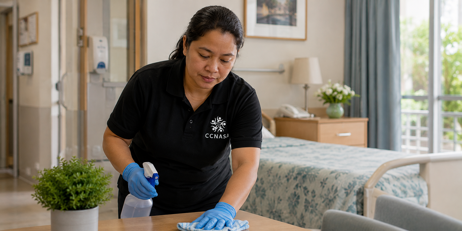 CCNASA cleaner working in a healthcare and aged care environment in South Australia