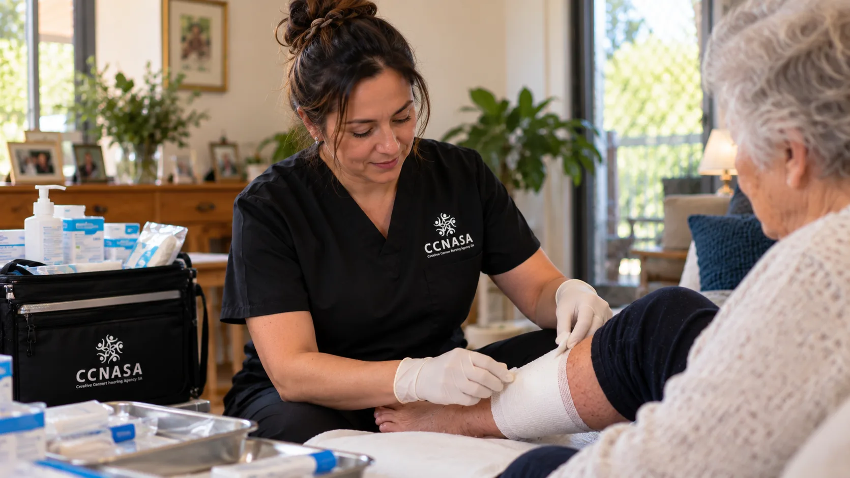 In-home wound care nursing visit in Adelaide